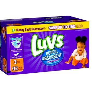 Size 3 Luvs diapers count 92